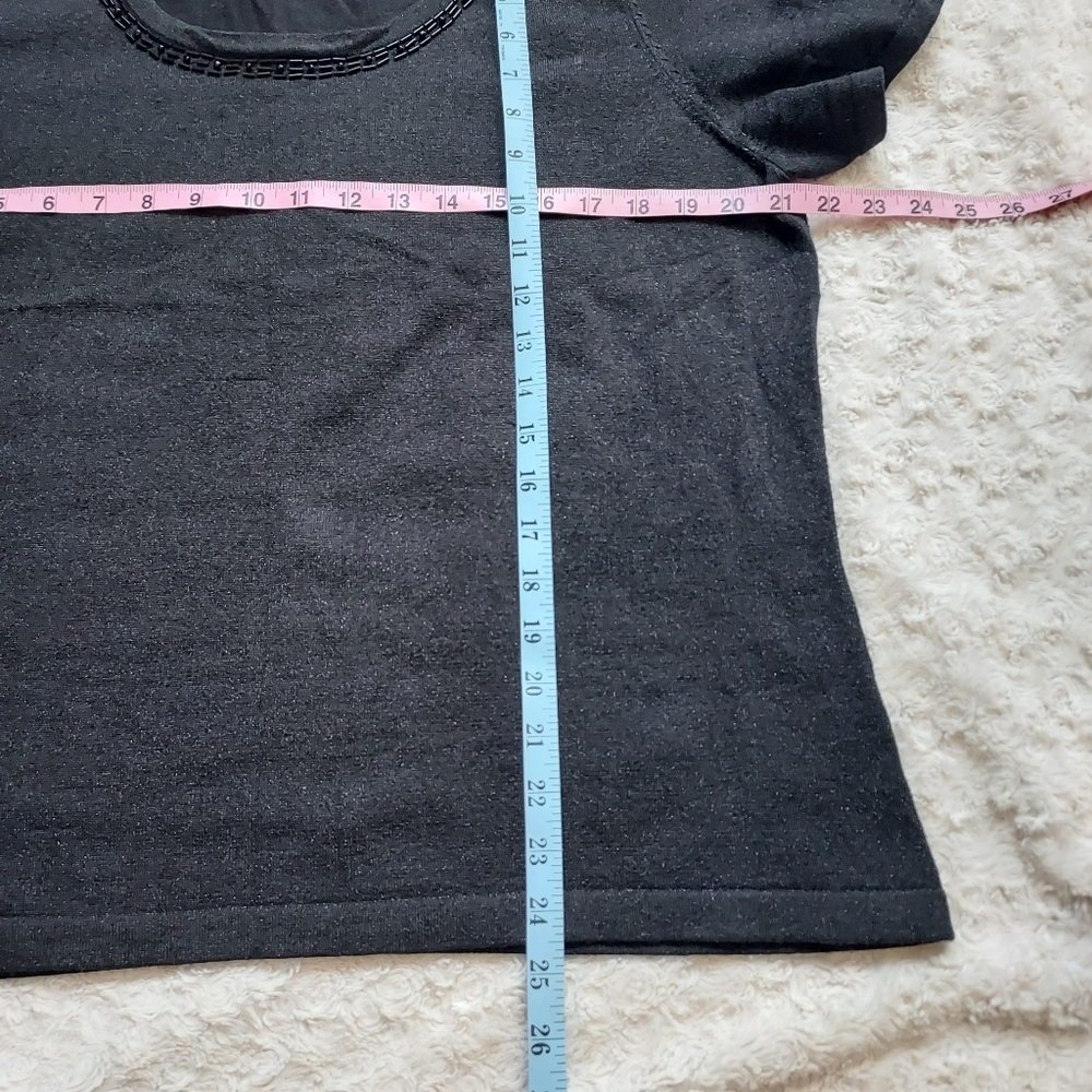 Jaclyn Smith Black Rayon Blend Beaded Neckline Top XL Old Money - Picture 5 of 6